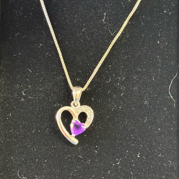 Kay Jewelers Silver Necklace with Purple Heart Gem - Picture 2 of 2